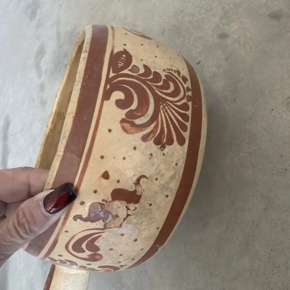 Vintage Mexican Cookware/Decor Ceramic Pottery‎ w/ Handle Great For Plants
